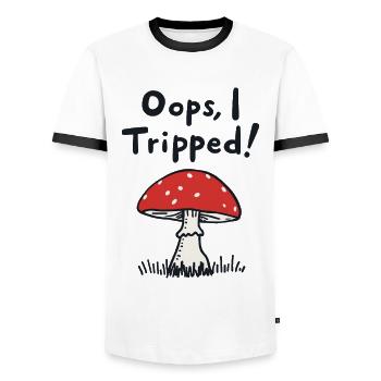 Oops, I Tripped! Lustiger Pilz Spruch - Männer Kontrast-T-Shirt - Weiß/Schwarz - Vorne - AI Model Female 172 light (172cm) & AI Model Male 178 dark (178cm)