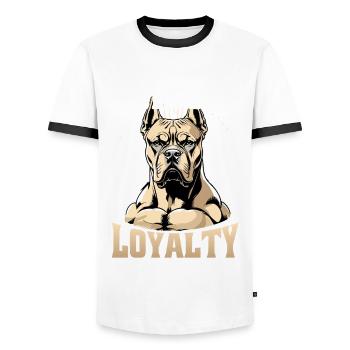 Cane Corso Chien Loyauté Abyssale - T-shirt contrasté Homme - blanc/noir - Devant - AI Model Female 172 light (172cm) & AI Model Male 178 dark (178cm)