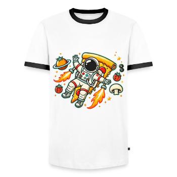 Fast Food Pizza Liebhaber Pizza Essen Italienische - Männer Kontrast-T-Shirt - Weiß/Schwarz - Vorne - AI Model Female 172 light (172cm) & AI Model Male 178 dark (178cm)