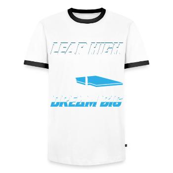 Stabhochsprung Stabspringer Stabhochspringer - Männer Kontrast-T-Shirt - Weiß/Schwarz - Vorne - AI Model Female 172 light (172cm) & AI Model Male 178 dark (178cm)