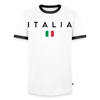 Italian pride, minimalist sleek design - Men's Ringer Shirt - white/black - Front - AI Model Female 172 light (172cm) & AI Model Male 178 dark (178cm)