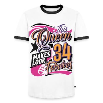 34th Birthday Queen Women - Men's Ringer Shirt - white/black - Front - AI Model Female 172 light (172cm) & AI Model Male 178 dark (178cm)