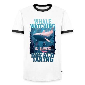 Walbeobachtung Whale Watching - Männer Kontrast-T-Shirt - Weiß/Schwarz - Vorne - AI Model Female 172 light (172cm) & AI Model Male 178 dark (178cm)