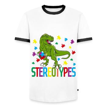 Autistic Autism Outshine the stereotypes - Men's Ringer Shirt - white/black - Front - AI Model Female 172 light (172cm) & AI Model Male 178 dark (178cm)