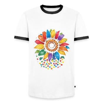 Autistic Autistic Autism Color outside the lines - Men's Ringer Shirt - white/black - Front - AI Model Female 172 light (172cm) & AI Model Male 178 dark (178cm)