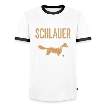 Schlauer Fuchs – Ironisch & Clever - Männer Kontrast-T-Shirt - Weiß/Schwarz - Vorne - AI Model Female 172 light (172cm) & AI Model Male 178 dark (178cm)