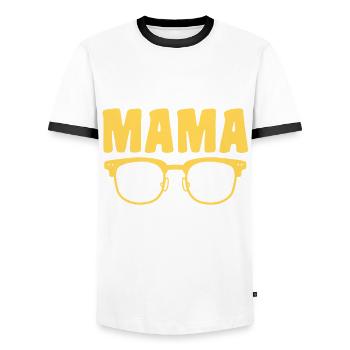 Mère Équipe Maman - T-shirt contrasté Homme - blanc/noir - Devant - AI Model Female 172 light (172cm) & AI Model Male 178 dark (178cm)