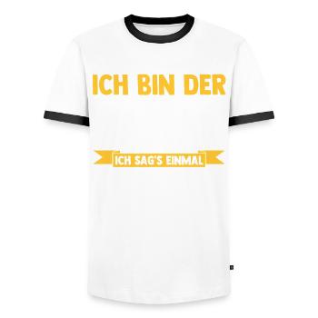 Père Équipe Papa - T-shirt contrasté Homme - blanc/noir - Devant - AI Model Female 172 light (172cm) & AI Model Male 178 dark (178cm)