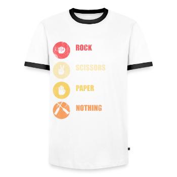 Rowing T-Shirt & Gift Idea - Men's Ringer Shirt - white/black - Front - AI Model Female 172 light (172cm) & AI Model Male 178 dark (178cm)