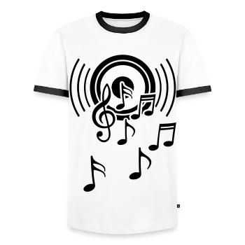 happy music sound waves - Men's Ringer Shirt - white/black - Front - AI Model Female 172 light (172cm) & AI Model Male 178 dark (178cm)