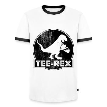 Dinosaure Tyrannosaurus Rex Thé Expert T-Shirt - T-shirt contrasté Homme - blanc/noir - Devant - AI Model Female 172 light (172cm) & AI Model Male 178 dark (178cm)
