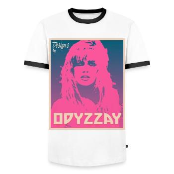 80s Girl Pink - Männer Kontrast-T-Shirt - Weiß/Schwarz - Vorne - AI Model Female 172 light (172cm) & AI Model Male 178 dark (178cm)