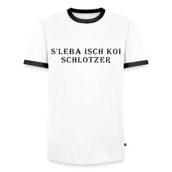 S'Lebe Isch Koi Schlotzer - Männer Kontrast-T-Shirt - Weiß/Schwarz - Vorne - AI Model Female 172 light (172cm) & AI Model Male 178 dark (178cm)