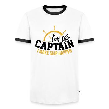 Captain Captain Boat Yacht Anchor Sail Gift - Men's Ringer Shirt - white/black - Front - AI Model Female 172 light (172cm) & AI Model Male 178 dark (178cm)