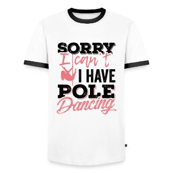 poledance pole dance fille pole dancing cadeau - T-shirt contrasté Homme - blanc/noir - Devant - AI Model Female 172 light (172cm) & AI Model Male 178 dark (178cm)