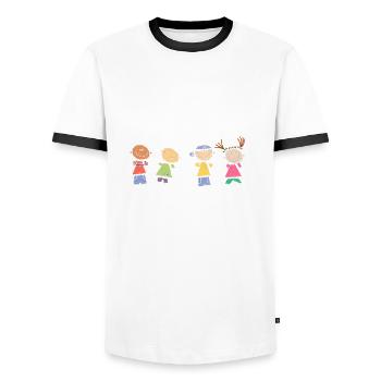 nationalité homme - Anti-Racisme - Diversité - T-shirt contrasté Homme - blanc/noir - Devant - AI Model Female 172 light (172cm) & AI Model Male 178 dark (178cm)