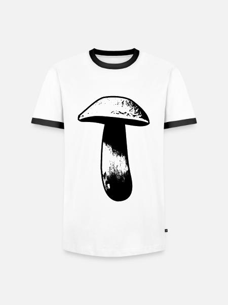 Mannen champignon porcini champignonplukker - Mannen contrastshirt - wit/zwart