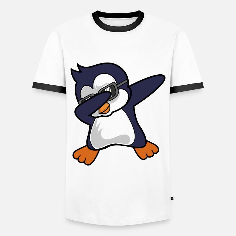 Penguin Dab - Men's Ringer Shirt - white/black