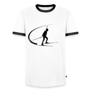 Biathlon passion - Men's Ringer Shirt - white/black - Front - AI Model Female 172 light (172cm) & AI Model Male 178 dark (178cm)
