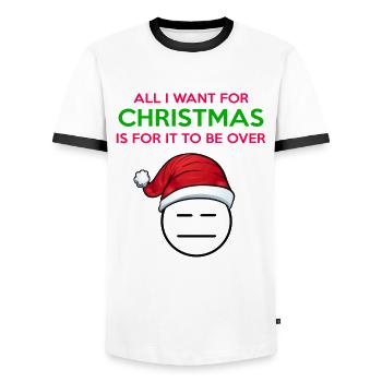 Noël haïsseurs dire drôle Père Noël - T-shirt contrasté Homme - blanc/noir - Devant - AI Model Female 172 light (172cm) & AI Model Male 178 dark (178cm)