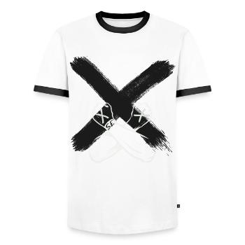 Chemise Punk Straight Edge vegan, pas de drogue - T-shirt contrasté Homme - blanc/noir - Devant - AI Model Female 172 light (172cm) & AI Model Male 178 dark (178cm)