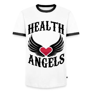 Anges de la santé médecin infirmière médecin urgentiste - T-shirt contrasté Homme - blanc/noir - Devant - AI Model Female 172 light (172cm) & AI Model Male 178 dark (178cm)