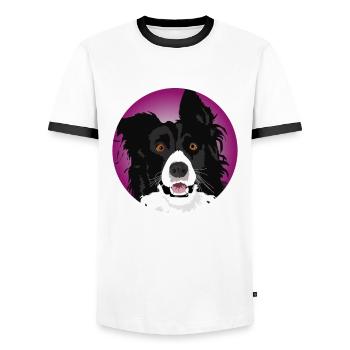 Border Collie Hund cool - Männer Kontrast-T-Shirt - Weiß/Schwarz - Vorne - AI Model Female 172 light (172cm) & AI Model Male 178 dark (178cm)
