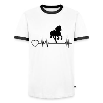 Heartbeat riding horses - Men's Ringer Shirt - white/black - Front - AI Model Female 172 light (172cm) & AI Model Male 178 dark (178cm)