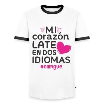 Spanisch Lehrer Schule Geburtstag Geschenkidee - Männer Kontrast-T-Shirt - Weiß/Schwarz - Vorne - AI Model Female 172 light (172cm) & AI Model Male 178 dark (178cm)