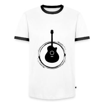 Gitarre - Guitar / Acoustic Guitar - Männer Kontrast-T-Shirt - Weiß/Schwarz - Vorne - AI Model Female 172 light (172cm) & AI Model Male 178 dark (178cm)