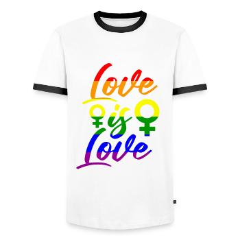 Amour lesbien - T-shirt contrasté Homme - blanc/noir - Devant - AI Model Female 172 light (172cm) & AI Model Male 178 dark (178cm)