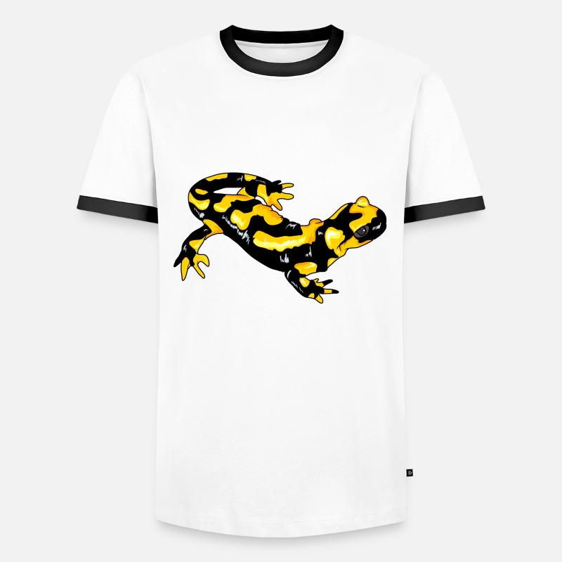 Feuersalamander Echte Salamander Feuermolch Lurch - Männer Kontrast-T-Shirt - Weiß/Schwarz