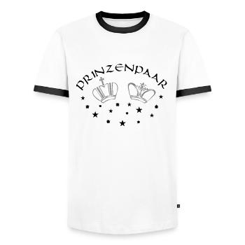 Prinzenpaar | Karneval | Kostüm | Fasching - Männer Kontrast-T-Shirt - Weiß/Schwarz - Vorne - AI Model Female 172 light (172cm) & AI Model Male 178 dark (178cm)