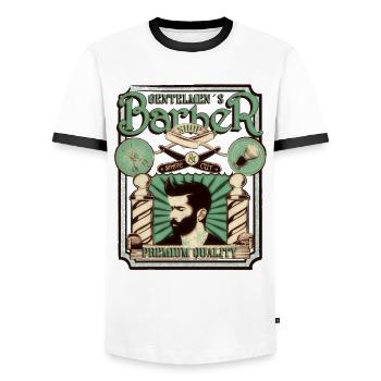 Barber Shop Shirt - T-shirt contrasté Homme - blanc/noir - Devant - AI Model Female 172 light (172cm) & AI Model Male 178 dark (178cm)
