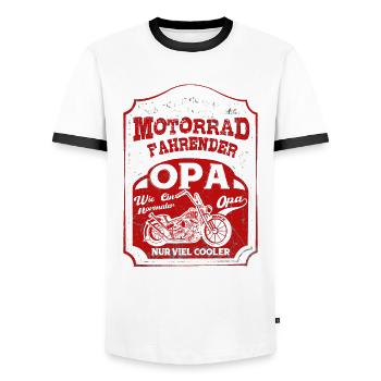 Motorrad Opa T-Shirt - Männer Kontrast-T-Shirt - Weiß/Schwarz - Vorne - AI Model Female 172 light (172cm) & AI Model Male 178 dark (178cm)