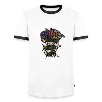 Feministin Killjoy - Männer Kontrast-T-Shirt - Weiß/Schwarz - Vorne - AI Model Female 172 light (172cm) & AI Model Male 178 dark (178cm)