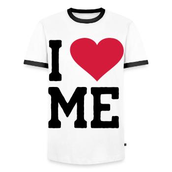 I Love me - T-shirt contrasté Homme - blanc/noir - Devant - AI Model Female 172 light (172cm) & AI Model Male 178 dark (178cm)