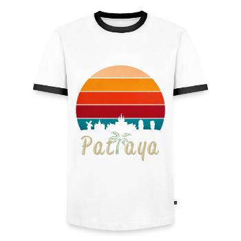 Pattaya Thaïlande Skyline - T-shirt contrasté Homme - blanc/noir - Devant - AI Model Female 172 light (172cm) & AI Model Male 178 dark (178cm)