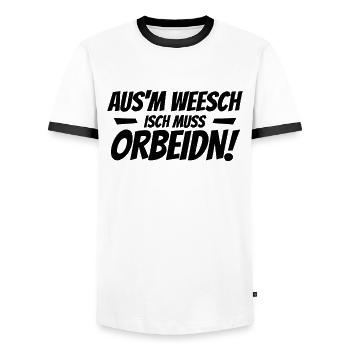 Aus dem Weg ich muss arbeiten sächsisch Sachsen - Männer Kontrast-T-Shirt - Weiß/Schwarz - Vorne - AI Model Female 172 light (172cm) & AI Model Male 178 dark (178cm)