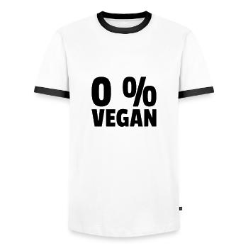 Carnivore Diet Anti-Vegan: 0% vegan - Men's Ringer Shirt - white/black - Front - AI Model Female 172 light (172cm) & AI Model Male 178 dark (178cm)