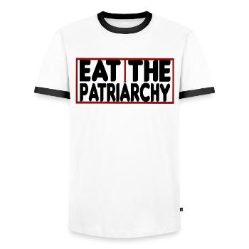 Cadeau féministe féministe féministe - T-shirt contrasté Homme - blanc/noir - Devant - AI Model Female 172 light (172cm) & AI Model Male 178 dark (178cm)