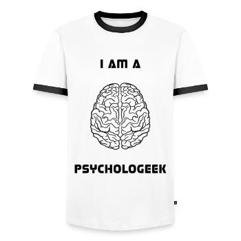 Je suis un psychologue, cerveau, psychologie, biologie - T-shirt contrasté Homme - blanc/noir - Devant - AI Model Female 172 light (172cm) & AI Model Male 178 dark (178cm)