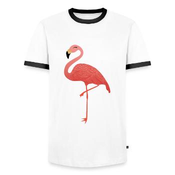 Flamingo Sommer rosa Vogel Geschenk für Frauen - Männer Kontrast-T-Shirt - Weiß/Schwarz - Vorne - AI Model Female 172 light (172cm) & AI Model Male 178 dark (178cm)