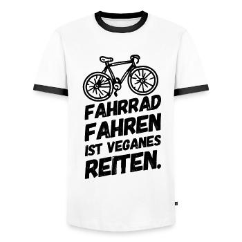 Lustige Sprüche Fahrrad Vegan Veganer II - Männer Kontrast-T-Shirt - Weiß/Schwarz - Vorne - AI Model Female 172 light (172cm) & AI Model Male 178 dark (178cm)