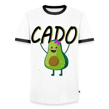Avocado Vegan Vegetarian for Couples Partner Gifts - Men's Ringer Shirt - white/black - Front - AI Model Female 172 light (172cm) & AI Model Male 178 dark (178cm)