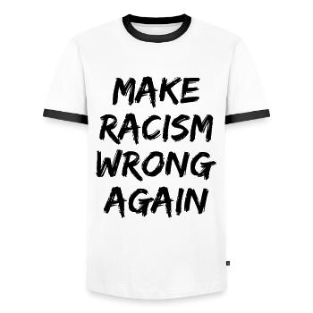 Cadeau de politique anti-racisme - T-shirt contrasté Homme - blanc/noir - Devant - AI Model Female 172 light (172cm) & AI Model Male 178 dark (178cm)