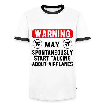 Aviation Airline Pilot Gift parle des avions - T-shirt contrasté Homme - blanc/noir - Devant - AI Model Female 172 light (172cm) & AI Model Male 178 dark (178cm)