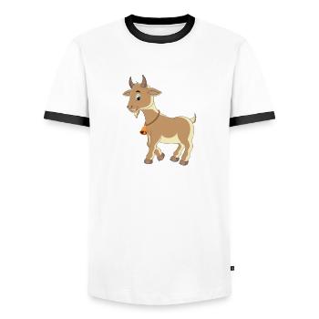 I just really like goats ok? Design for a Goats - Men's Ringer Shirt - white/black - Front - AI Model Female 172 light (172cm) & AI Model Male 178 dark (178cm)