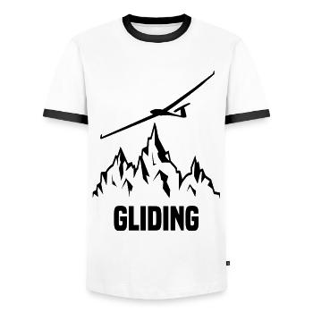 Pilote de planeur planeur planeur - T-shirt contrasté Homme - blanc/noir - Devant - AI Model Female 172 light (172cm) & AI Model Male 178 dark (178cm)