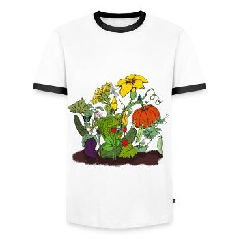 plantes jardin légumes fruits nature idée cadeau - T-shirt contrasté Homme - blanc/noir - Devant - AI Model Female 172 light (172cm) & AI Model Male 178 dark (178cm)